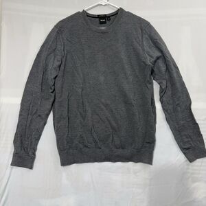 Hugo Boss Finest Italian Yarn Mens Wool L/S Crew Neck Pullover Sweater Sz L Gray